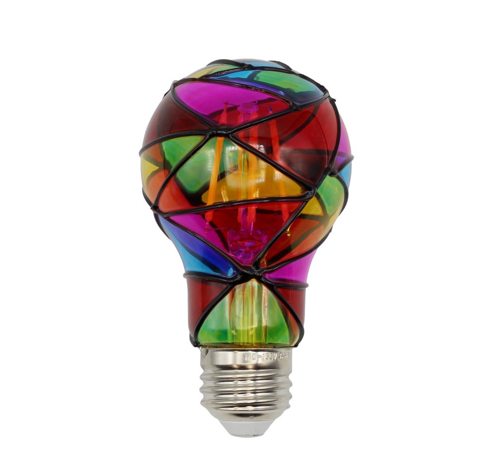 LED Stained Glass Bulb, A19 3.5W (25W Equivalent) Medium Base E26 Mosaic -2 Pack