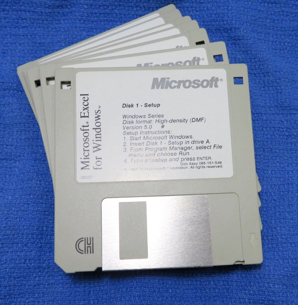 Vintage Microsoft Excel for Windows 5.0 - 3.5" Floppy Disk (7)