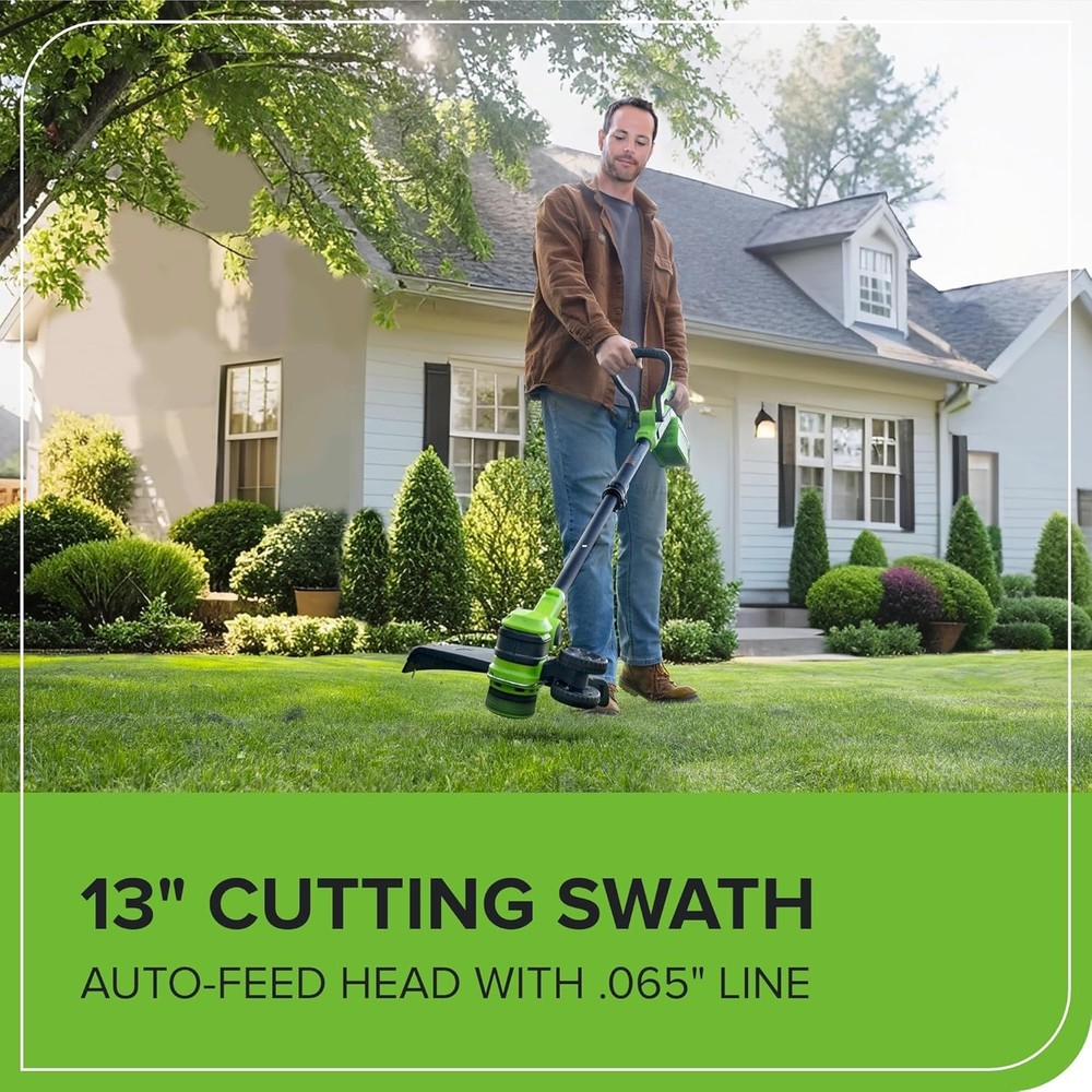 40V 13" Cordless String Trimmer/Weed Wacker + Edger (Includes 20 Blades), 2.0Ah