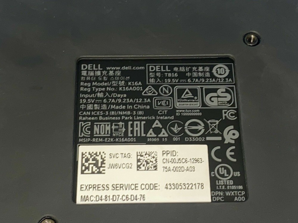 Dell TB16 USB-C Thunderbolt Docking Station