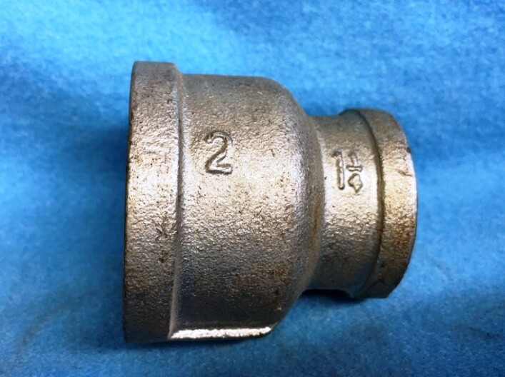 GALVANIZED MALLEABLE IRON REDUCING COUPLING 2" X 1-1/4"