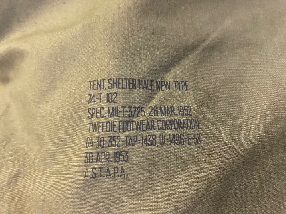 Post WW2 Shelter Half, Button style USED