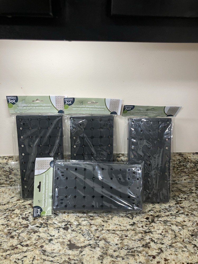 Jot Rectangular Shaped Pegboard Plastic Black 4-Pack Pegboard 344134 2201