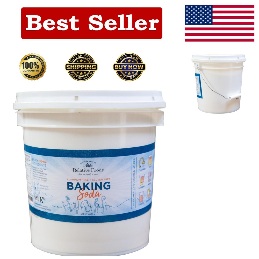 Versatile Bulk Baking Soda 10 lb Pail - Ideal for Cleaning, Deodorizing & Baking