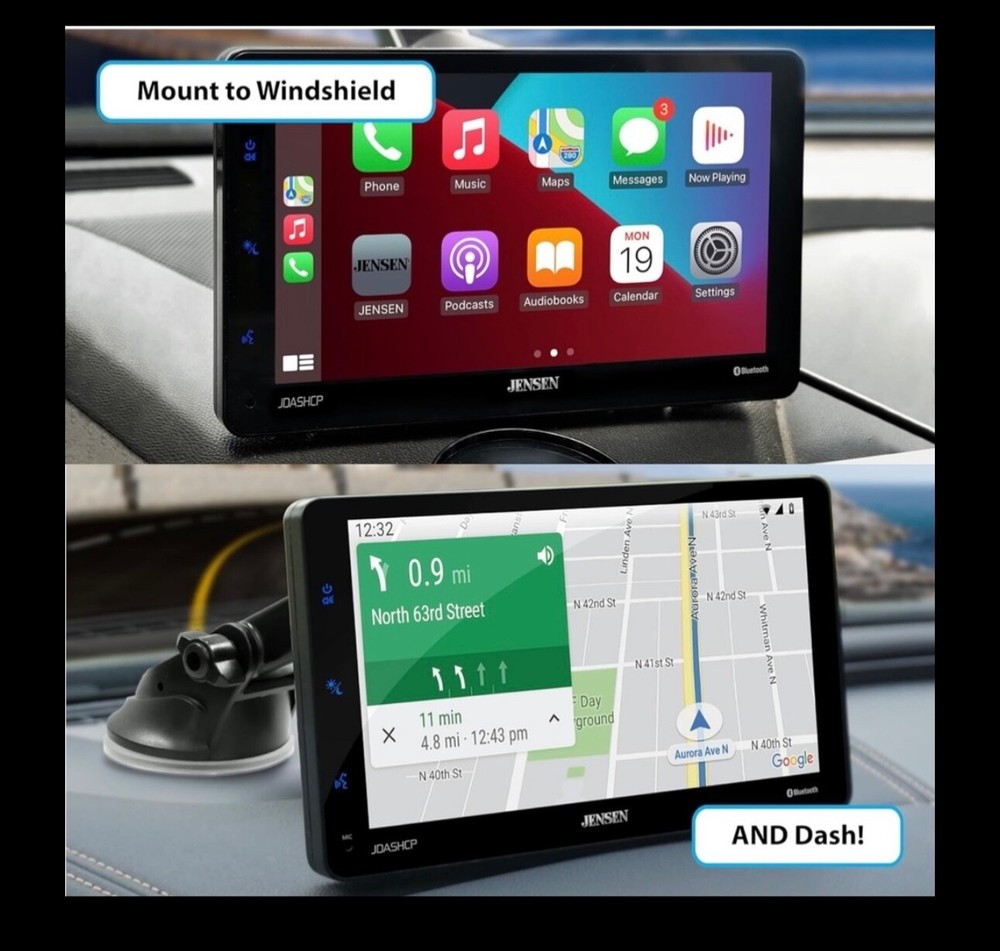 JENSEN JDASHCP 7-inch Portable Wireless Apple CarPlay Android Touchscreen | Dash