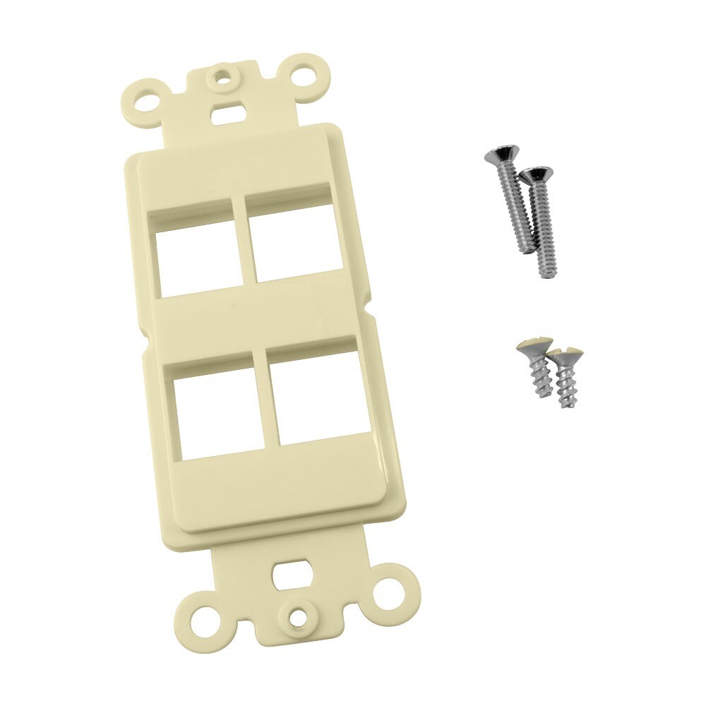Construct Pro 4-Port Single Gang Keystone Decora Style Insert Strap (Ivory)