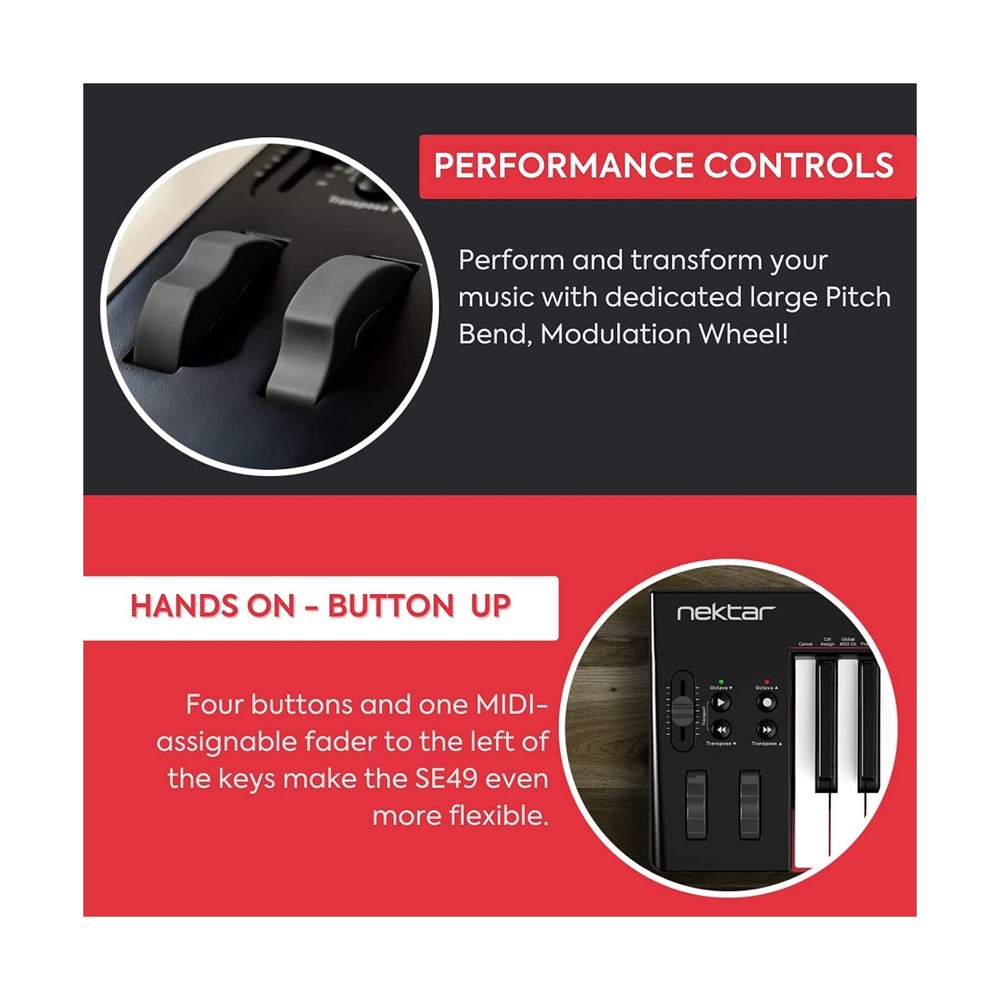 Nektar, 49-Key Midi Controller (SE49),Black white Grey