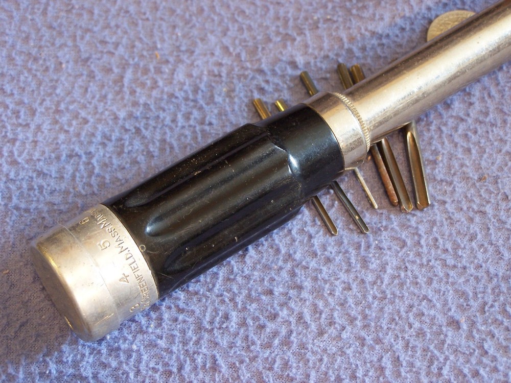 Goodell Pratt No 188A Bakelite handle Push drill Automatic drill with 6 bits