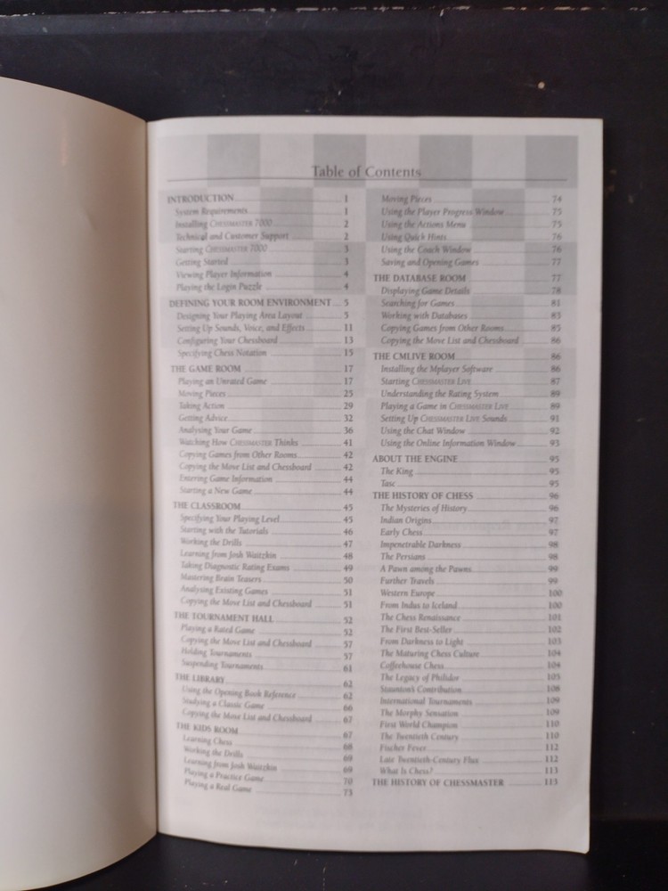 Chessmaster 7000  User Manual for Chess Program Very Good Condition