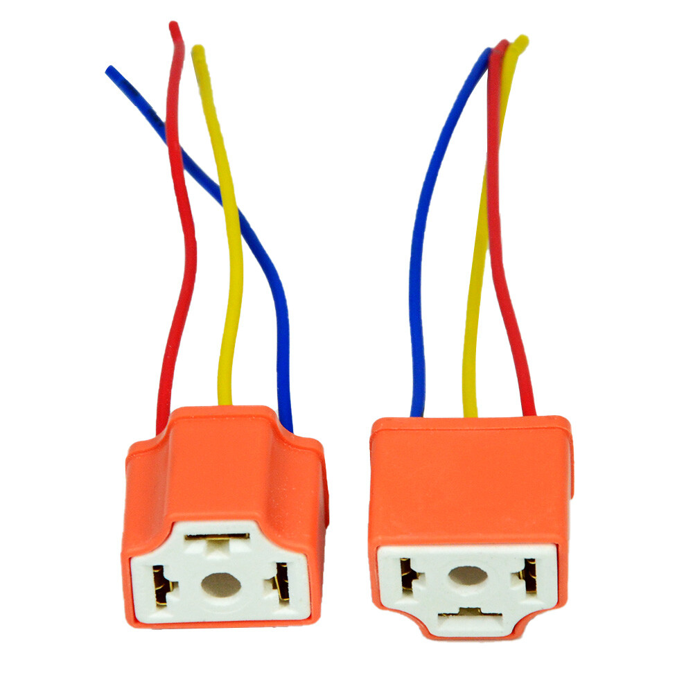 2X H4/9003 Female Ceramic Headlight Connector Pigtail Plug Adapter Socket US