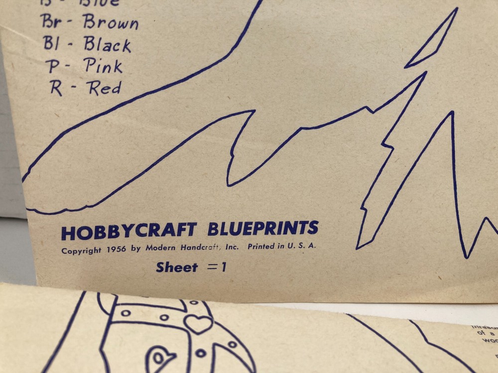 4 Vintage Hobbycraft Blueprints 1956 Sheet 1 2 3 4 Woodworking Patterns