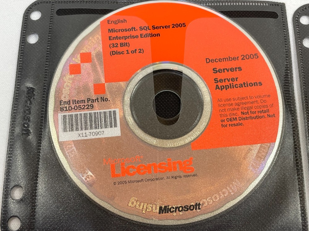 Microsoft SQL Server 2005 Enterprise Edition 4-Disc DVD Set Windows PC Software