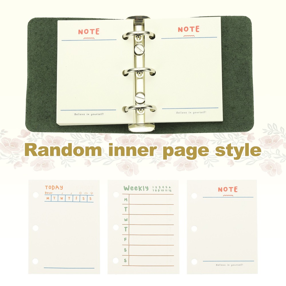 A9 Leather Journal 2Pcs 3 Ring Notebook Binder Planner Loose Leaf, Green
