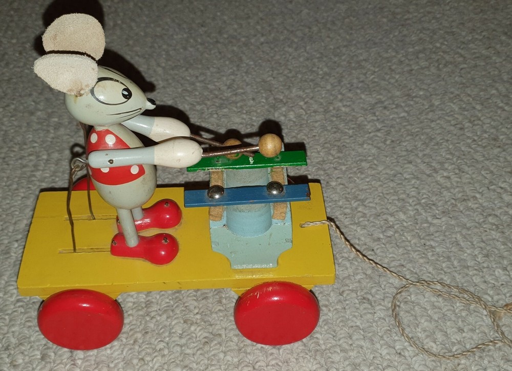 Cool Mouse Xylophone Wooden Pull Toy Works