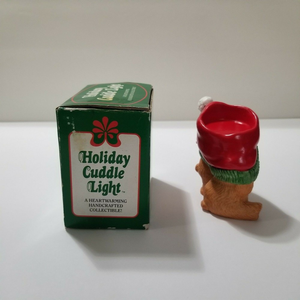 Holiday Cuddle Light Candle Bears wearing Red Stocking Hat