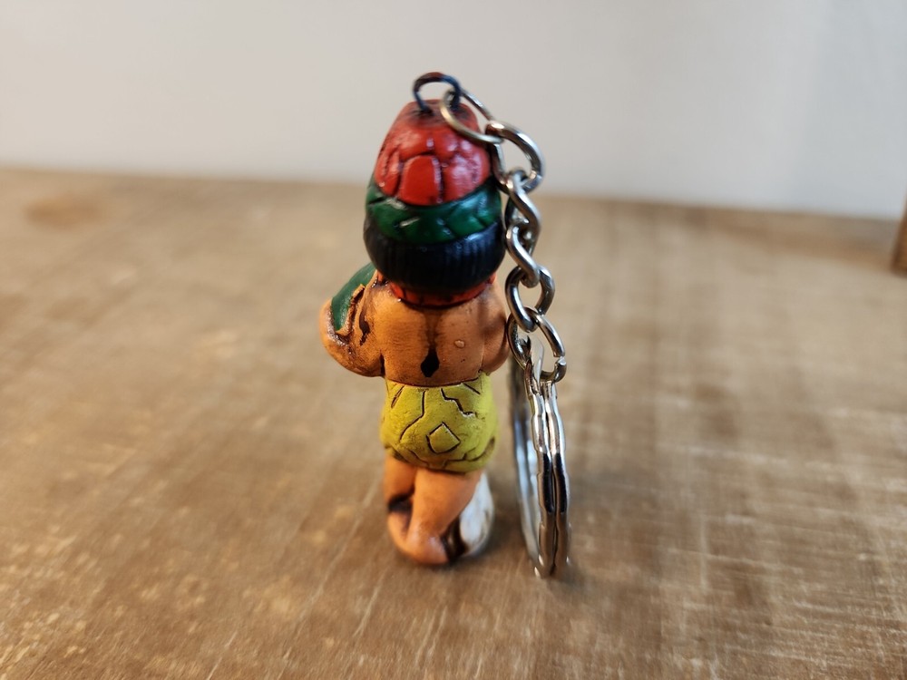 Keychain Peru Native Holding Turtle Souvenir Collectable