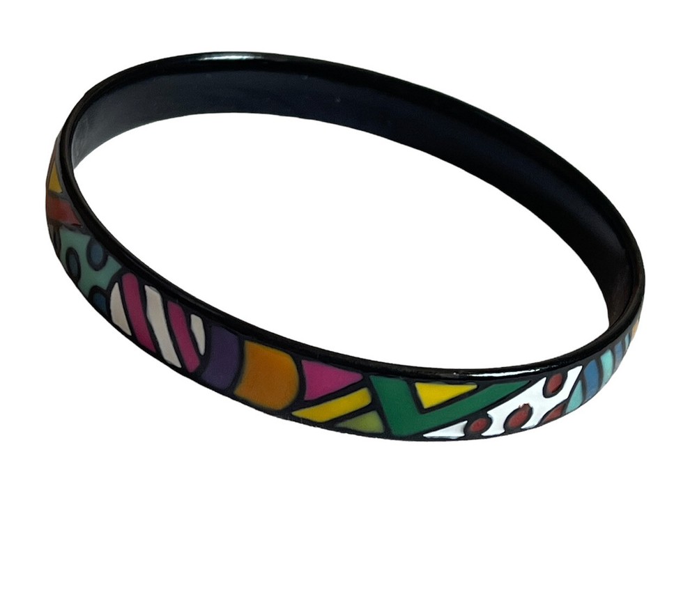 enamel on brass modern art bangle bracelet pop art Design