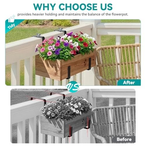 Adjustable Planter Box Brackets,Enhanced Bottom Support,Universal Outdoor Hangin