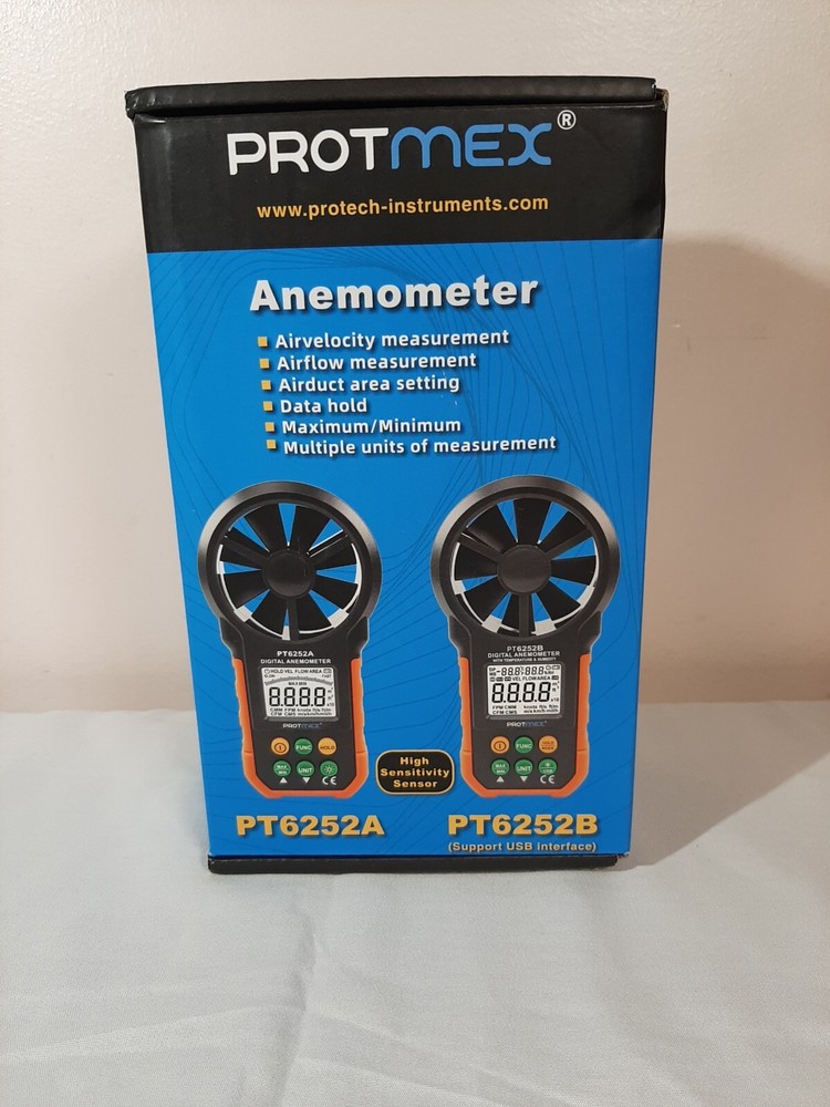 PROTMEX PT6252B DIGITAL ANEMOMETER W/ TEMPERATURE & HUMIDITY
