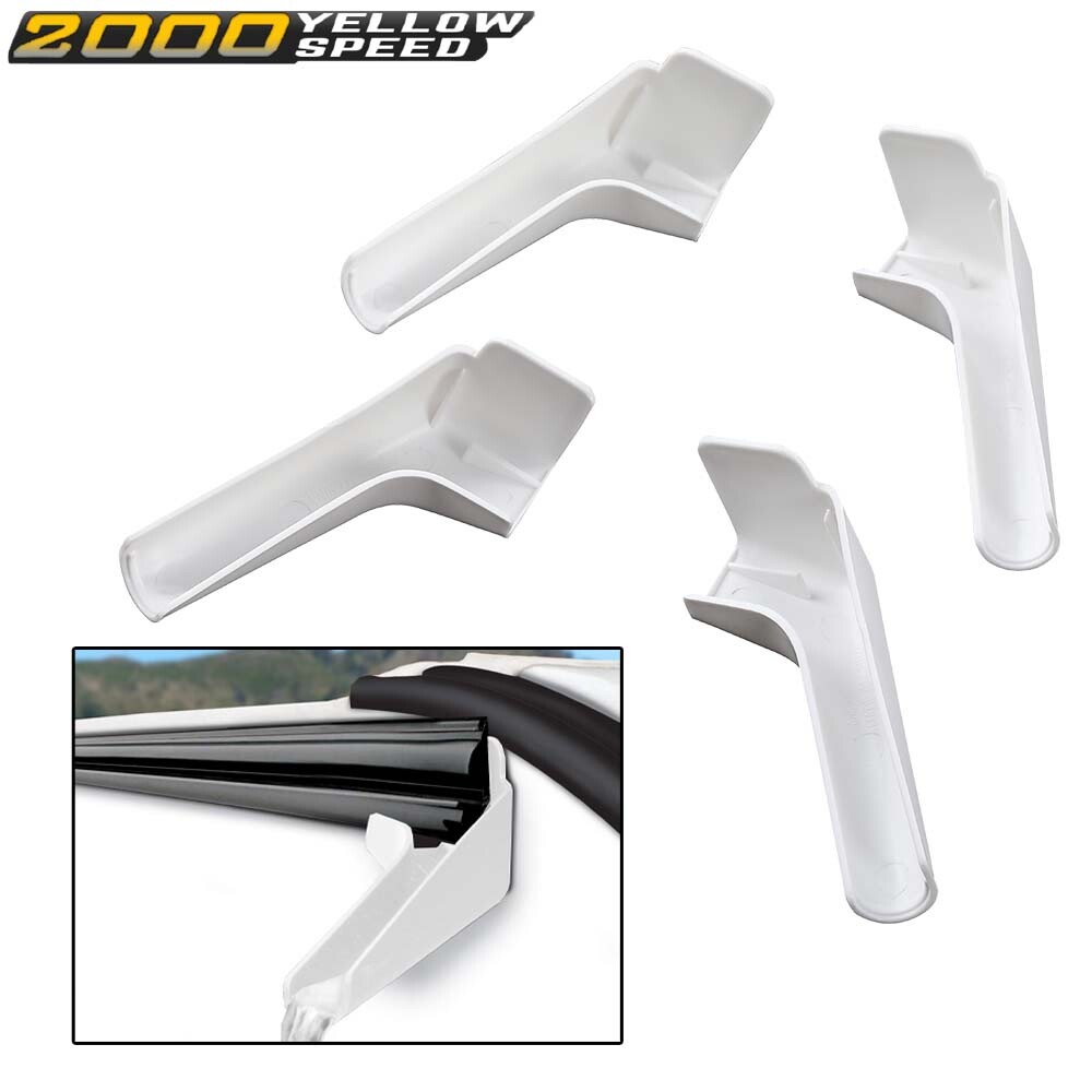 RV Camper Rain Gutter Spout Extensions Long Version Left and Right White 4pcs
