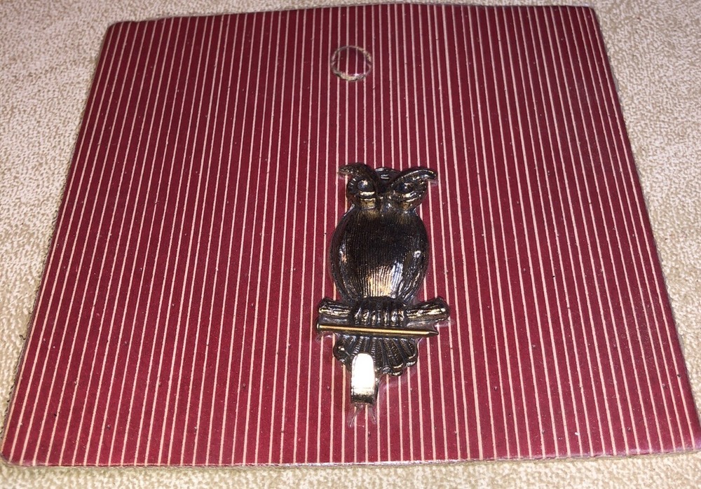 Vintage Solid Brass Owl Shaped Keys Hook Wall Hanger