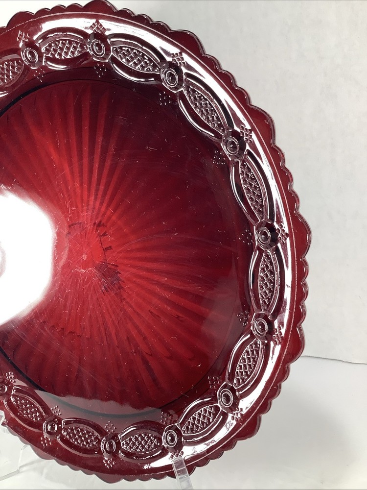 Avon Cape Cod 1876 Ruby Red 10.5” Cake Plate & Matching Server