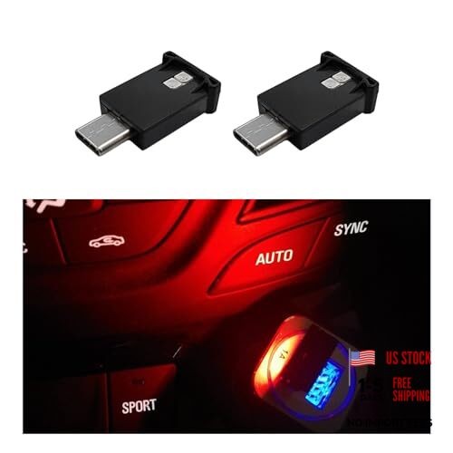 USB Type C LED Ambient Light - 8 Colors RGB Dynamic Gradient Brightness - 2 PCS