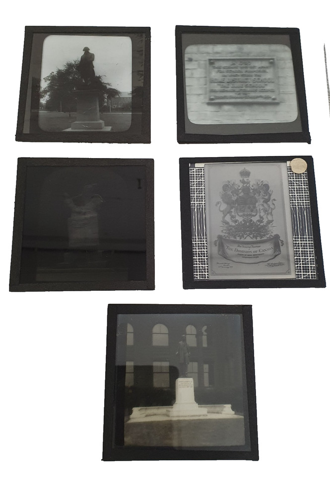 5x Magic Lantern Slides Mixed Lot Statues Plaques Emblem -O21