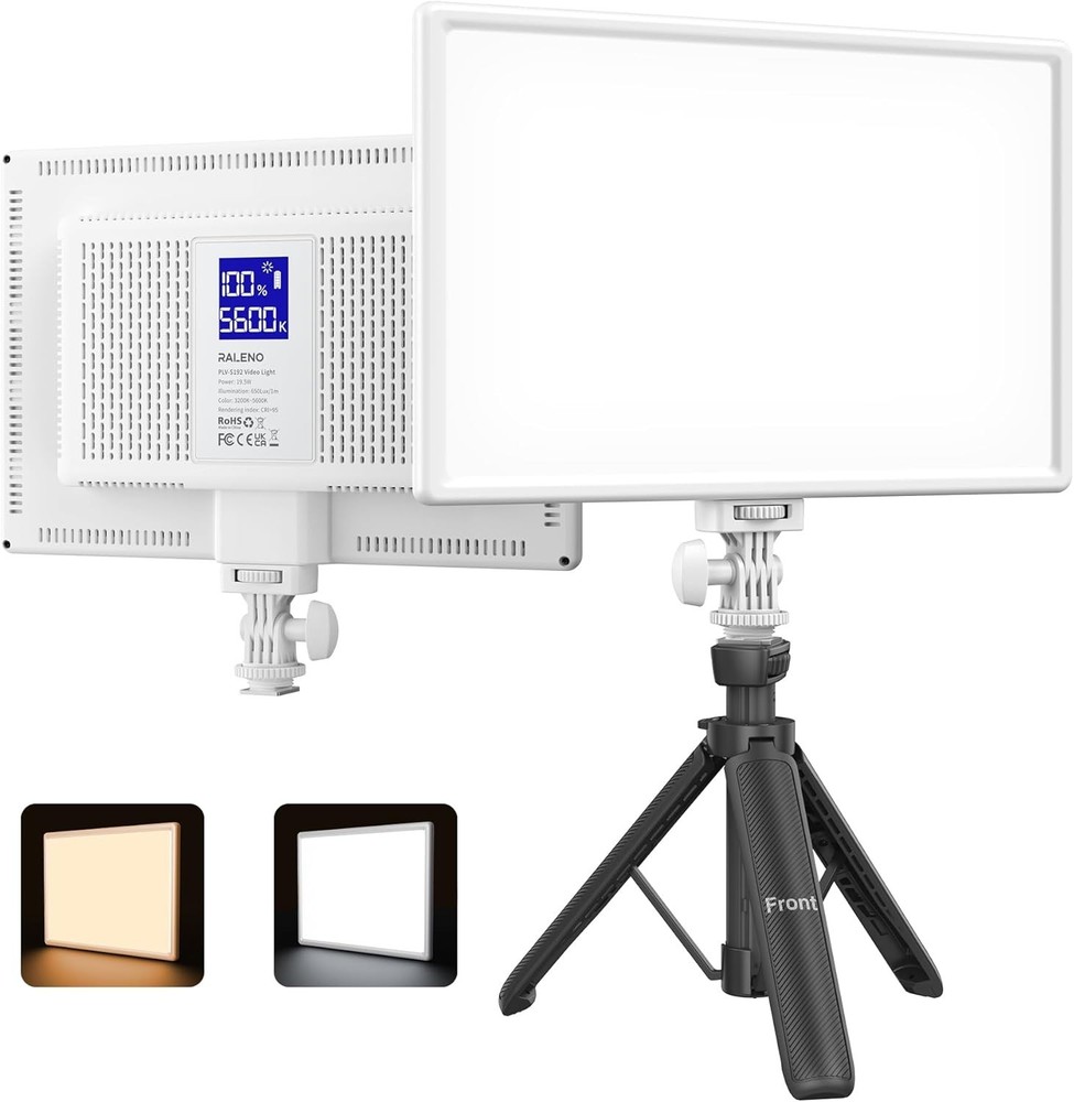 Pro LED Video Light 8000mAh, 2500-6500K Dimmable Soft Panel for Vlogs