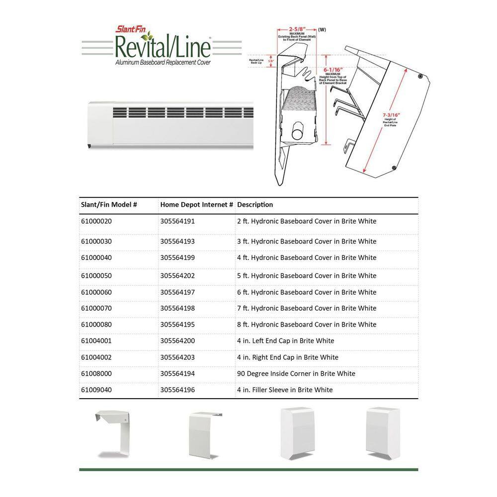 2 In. Left End Cap in Brite White