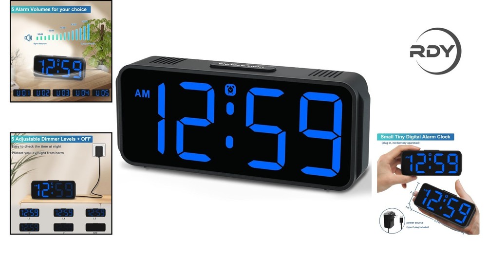 User-Friendly LED Alarm Clock with Battery Backup & Loud Volumes for Easy Waking