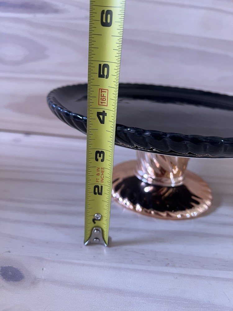 Black And Copper Cake Stand Plate 9in