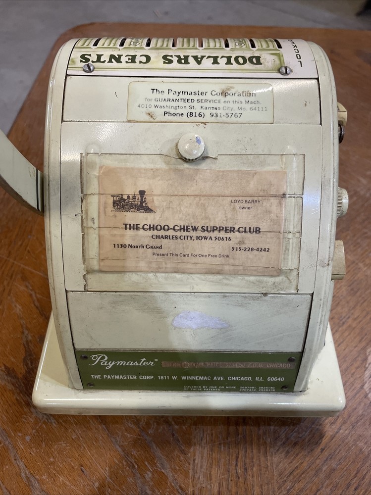 Vintage Paymaster Ribbon Writer Series 8000B, Missing Key