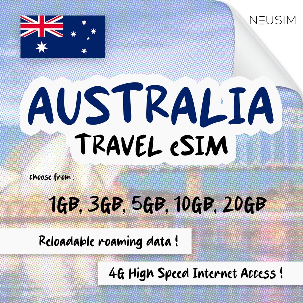 NeuSIM Australia eSIM 5-20GB Data | Same Day DELIVERY!
