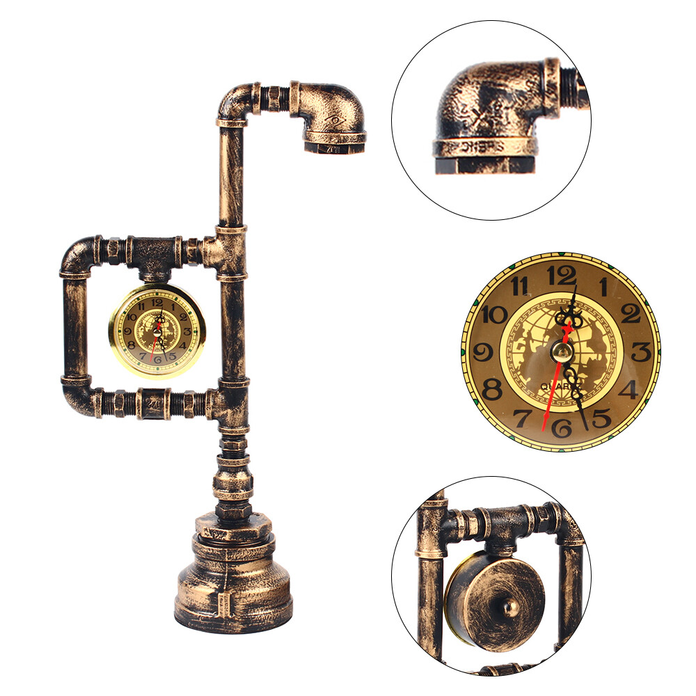 Vintage Steampunk Industrial Water Pipe Bedside Light Reading Table Lamp Light