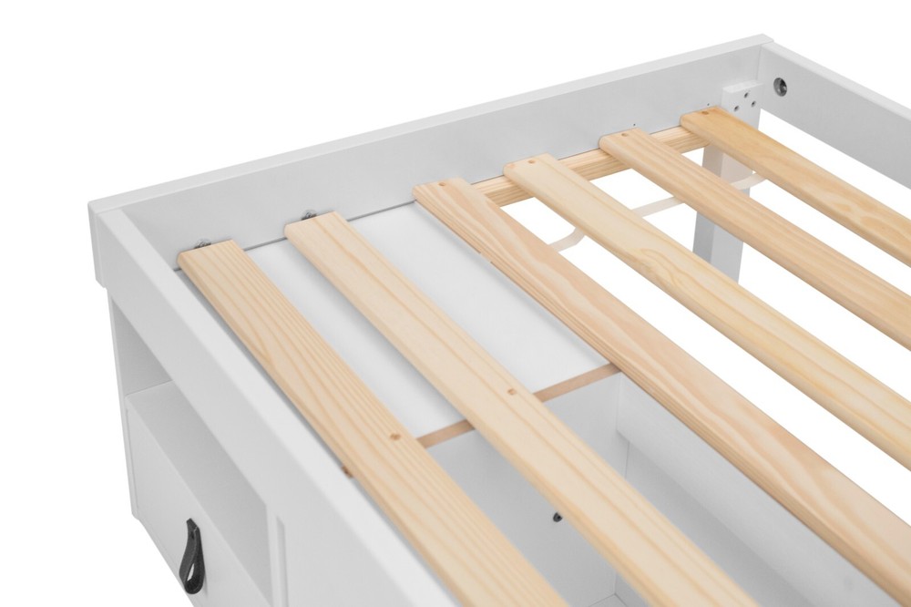 Memomad Bali Bed - Twin Size Storage Platform Bed Frame with Drawers (White)
