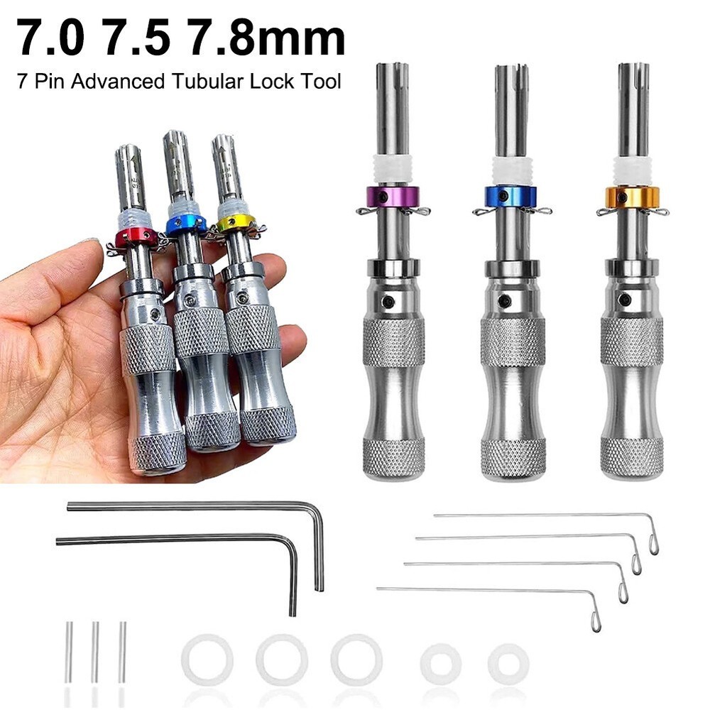 3Pcs 7 Pin Advanced Tubular Lock Tool Set For Padlock Hook Tool Seal Pick Puller