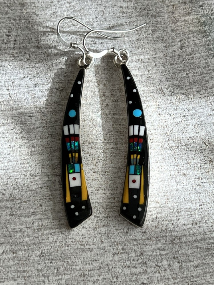 Galaxy Inlay Earrings Sterling Silver .925