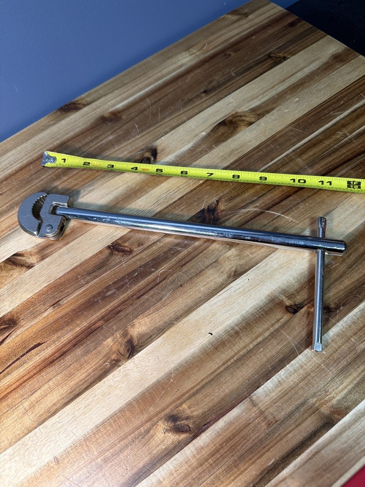 Vintage Adjustable Basin Wrench Plumbing Tool with T-Handle