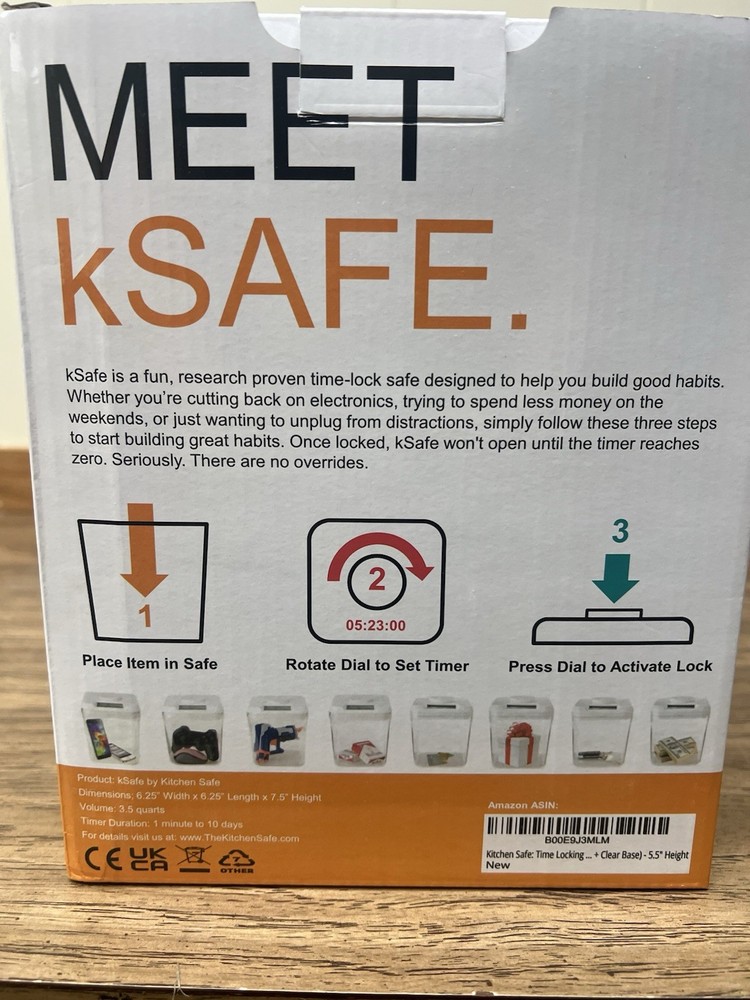 kSafe Time Locking container White. Brand New Condition. Never used
