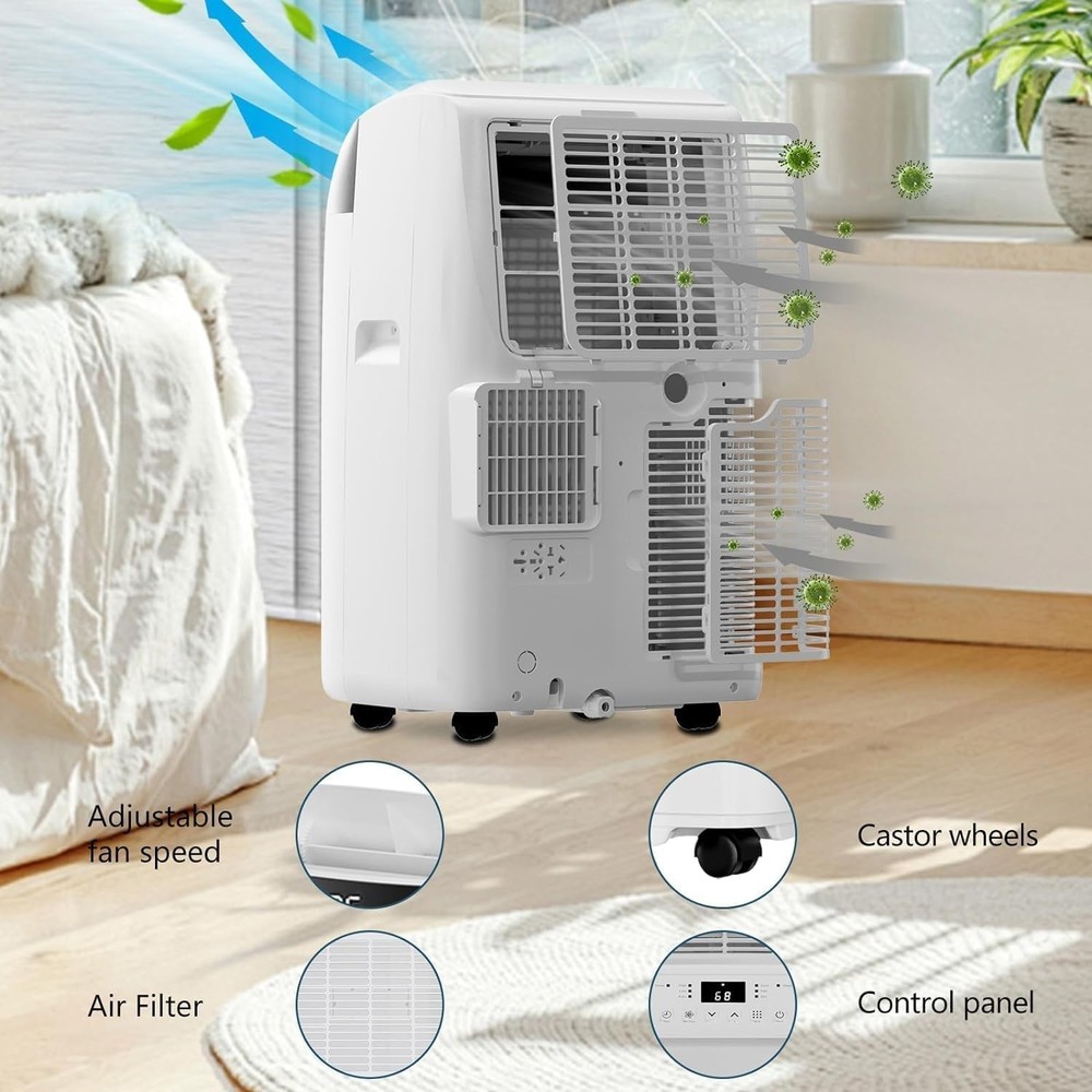 10000 BTU 3-IN-1 Portable Air Conditioner with Remote For Rooms Up to 450 Sq.ft