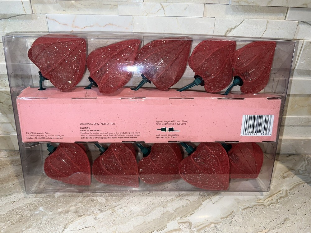 STRING LIGHTS 10 ct Red Heart Cupids Magic Collection NEW