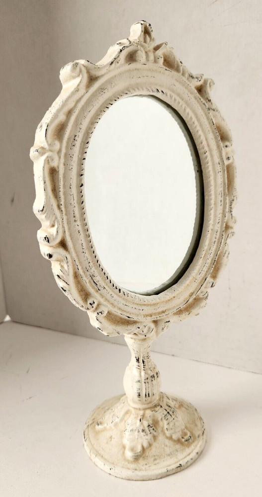 Cast Iron Frame Vanity Mirror Stand Shabby Chic Boho Victorian Decor 10"