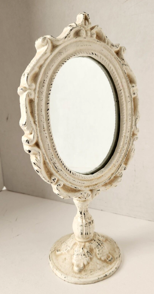 Cast Iron Frame Vanity Mirror Stand Shabby Chic Boho Victorian Decor 10"