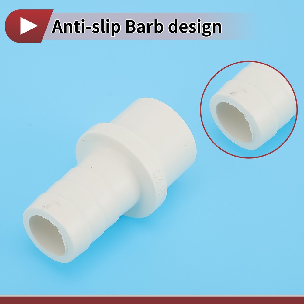 Plastic Hose Barb Fitting 1"x0.8" Straight Through Pipe Connector White 5 Pcs