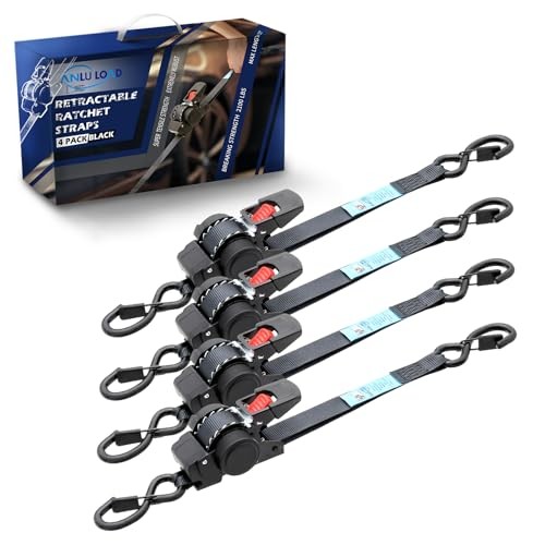 ANLULOAD Retractable Ratchet Strap(1 in x 11.48 ft),Retractable Tie Down Strap