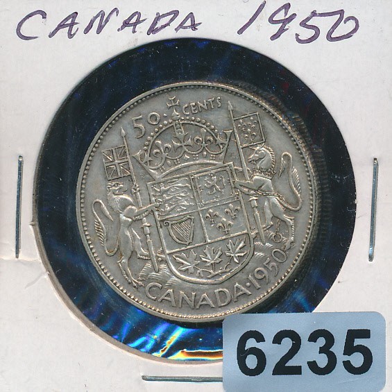CANADA - 50 CENT  - 1950 - SILVER - MELT - #6235