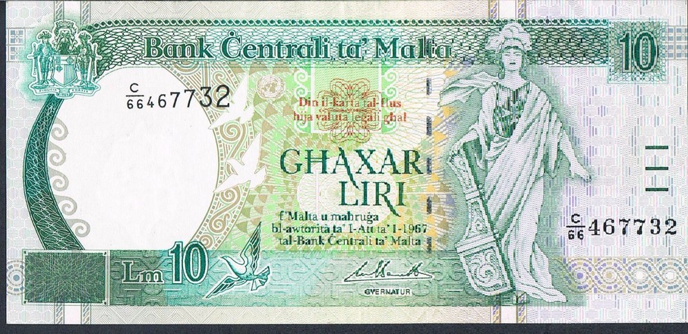 MALTA BANKNOTE 10 P47c 1994 GEF