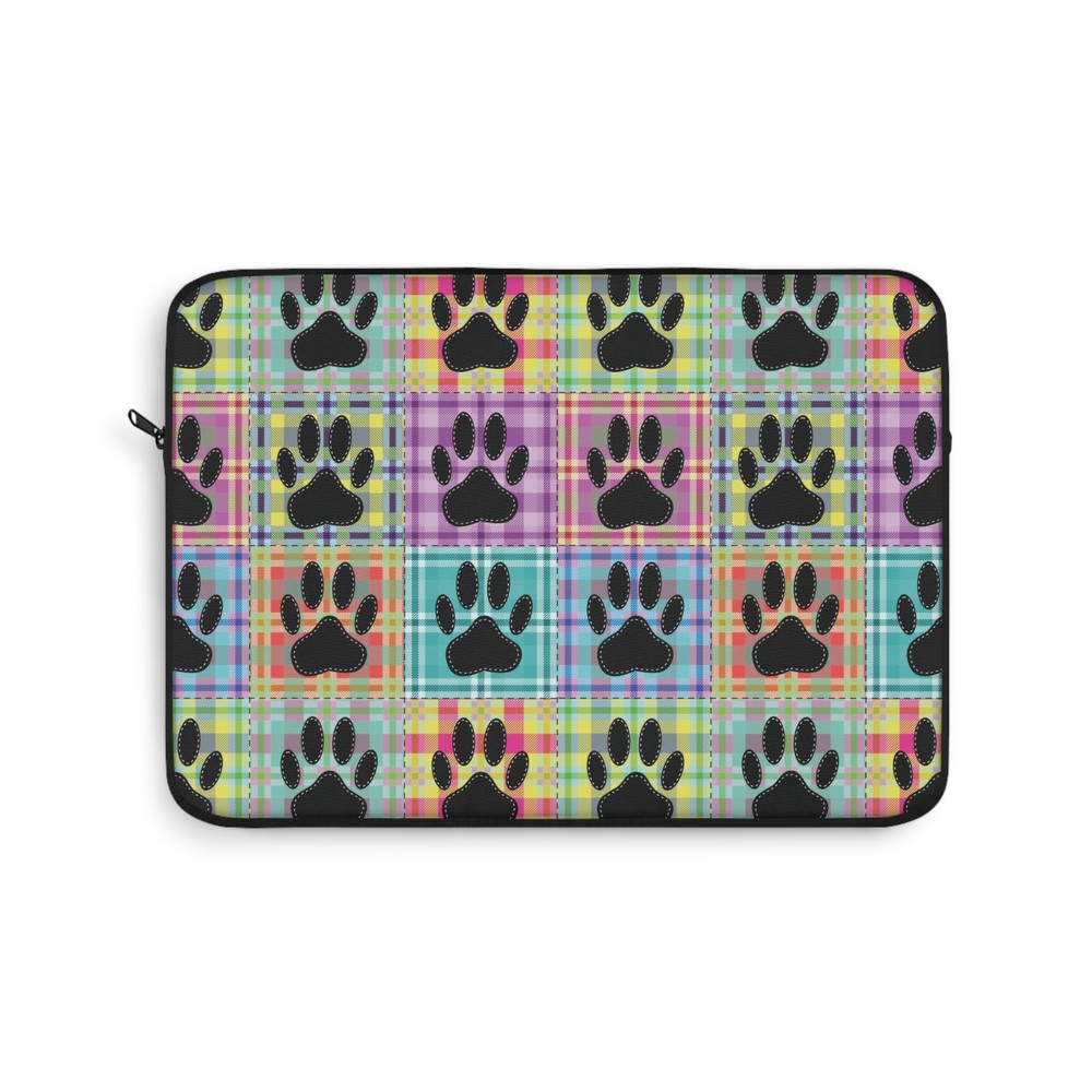 Dog Paw Quilt Pattern Print Laptop Sleeve