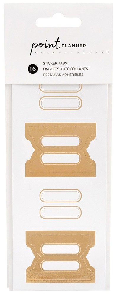 AC Point Planner Sticky Tabs 16/Pkg-W/Gold Foil - 3 Pack